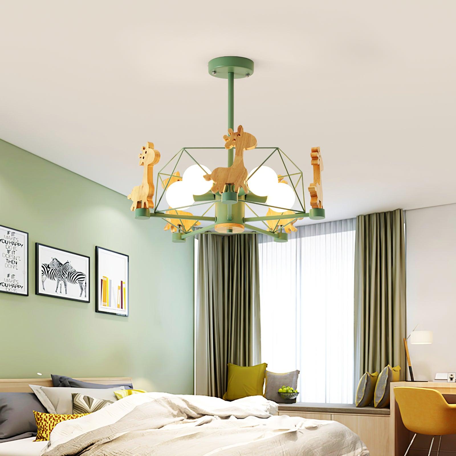Lovely Deer Wooden Chandelier - Cueteks