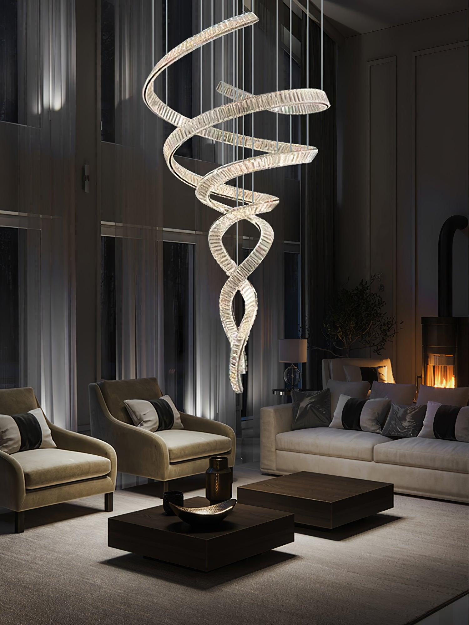 Long Spiral Crystal Chandelier - Cueteks