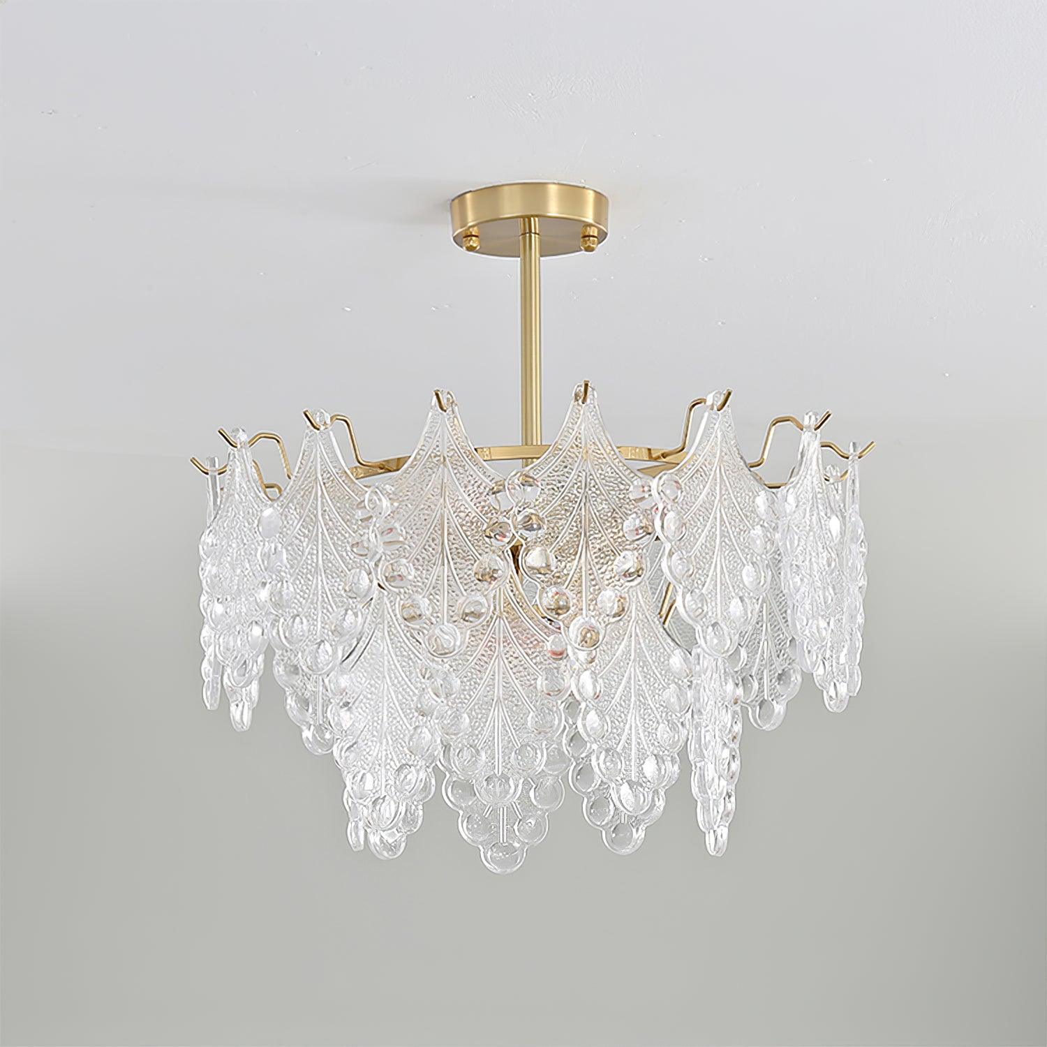 Tiered Carved Glass Chandelier - Cueteks