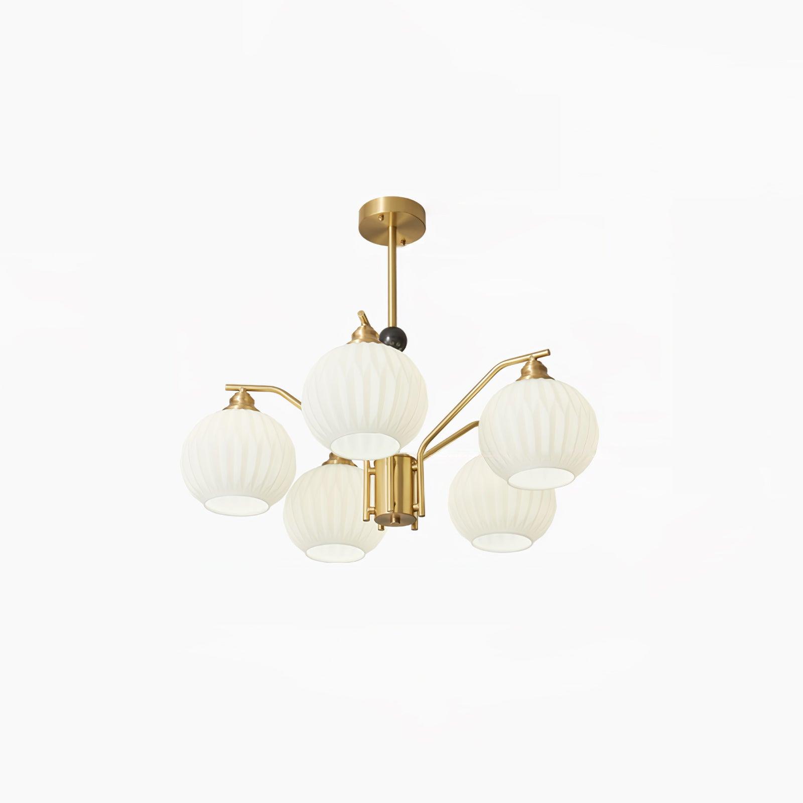 Ribbed Glass Gold Chandelier - Cueteks