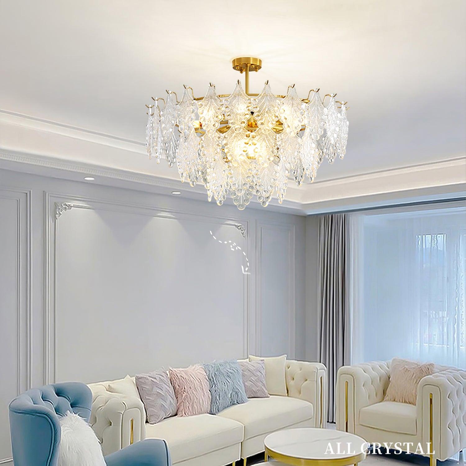 Tiered Carved Glass Chandelier - Cueteks