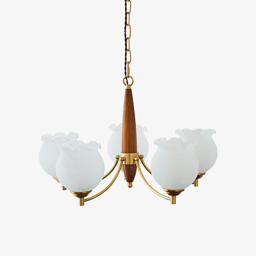 Tulips Glass Wood Chandelier - Cueteks
