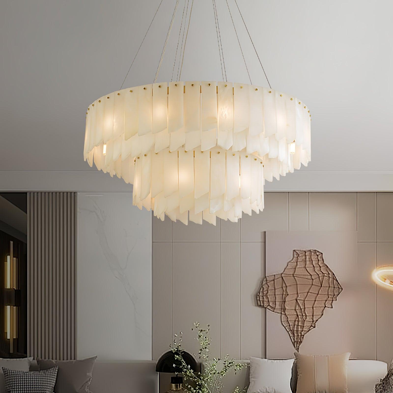 Alabaster Cascade Tiered Chandelier - Cueteks