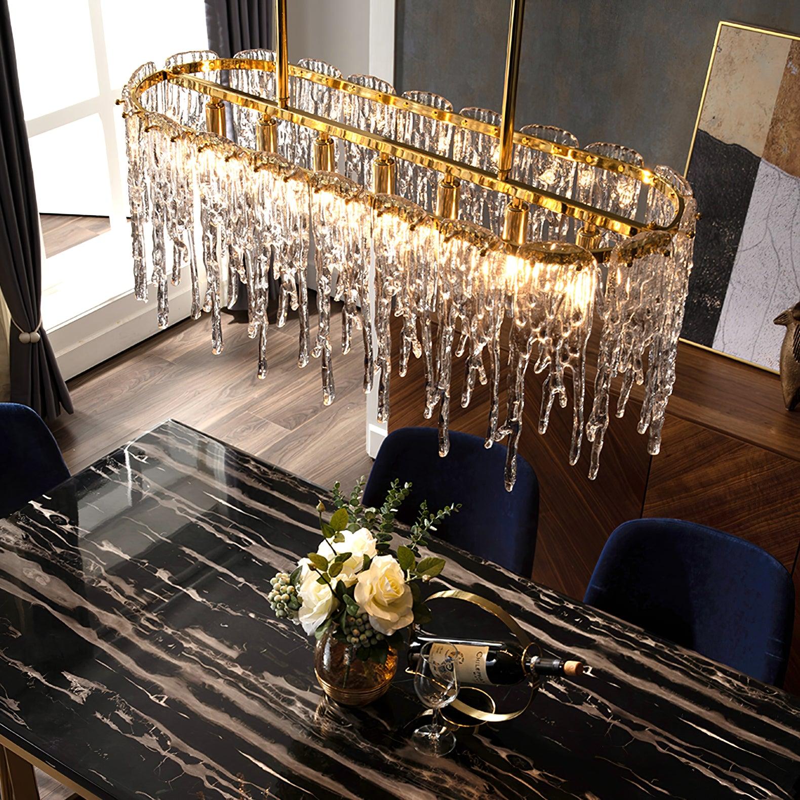 Rectangular Icicle Glass Chandelier - Cueteks