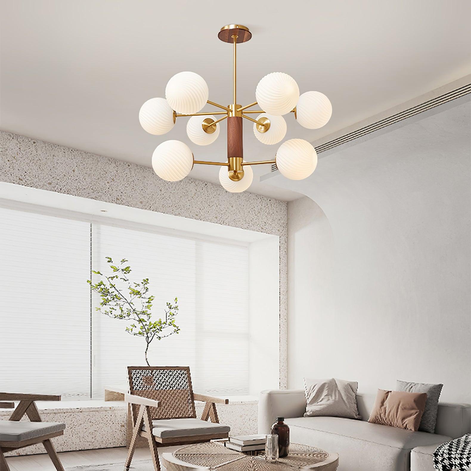 Ribbed Babble Glass Chandelier - Cueteks