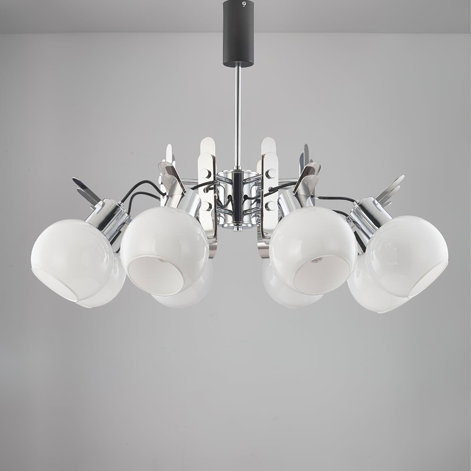 Vintage Geometrical Chrome Chandelier - Cueteks