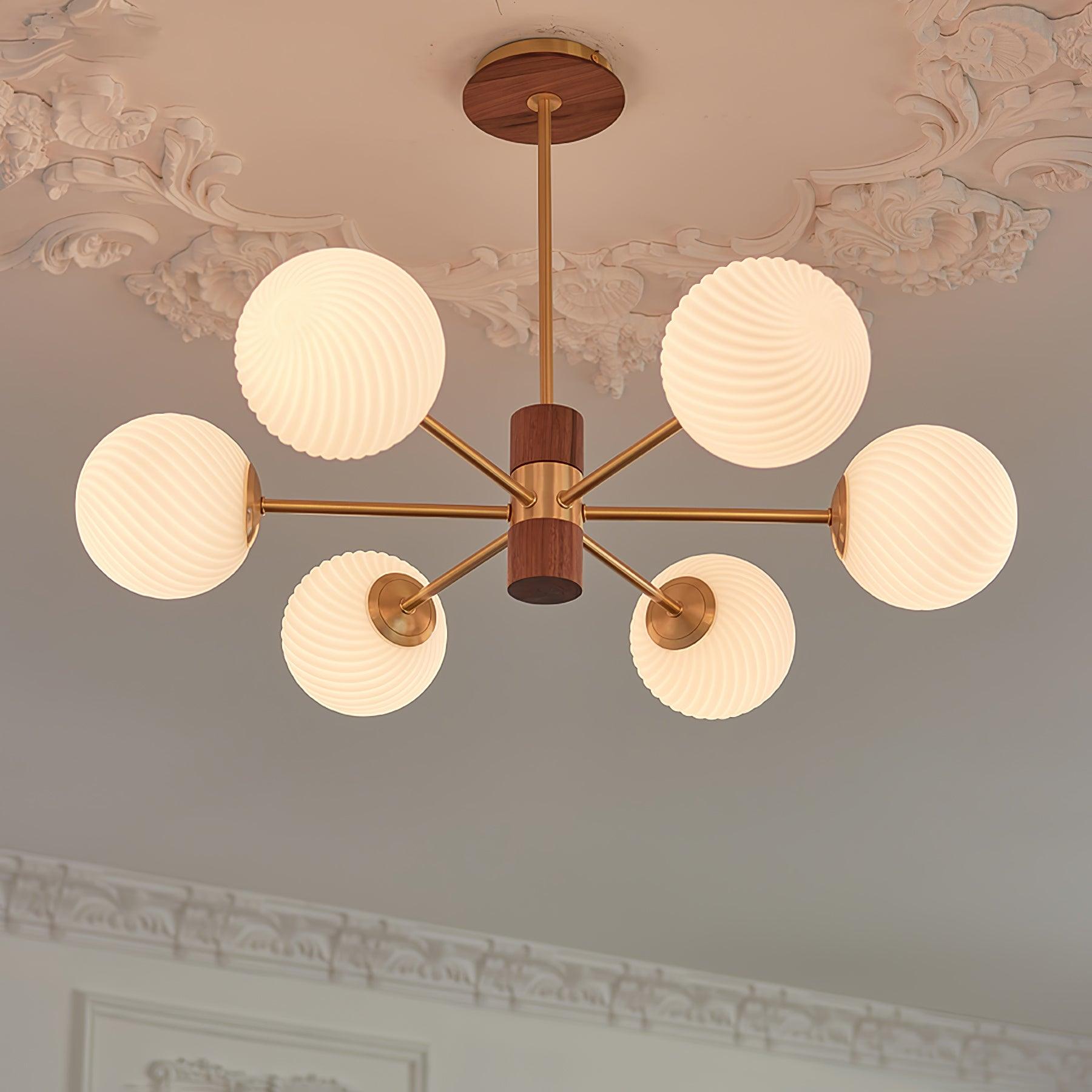Ribbed Babble Glass Chandelier - Cueteks