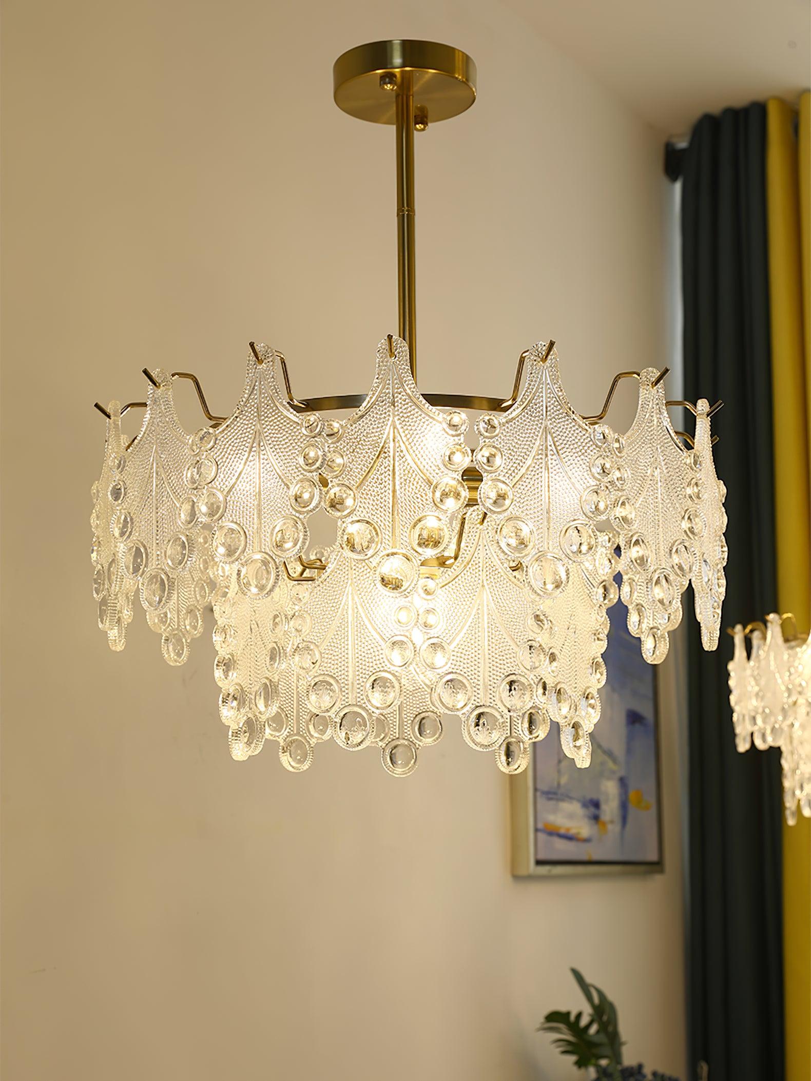 Tiered Carved Glass Chandelier - Cueteks