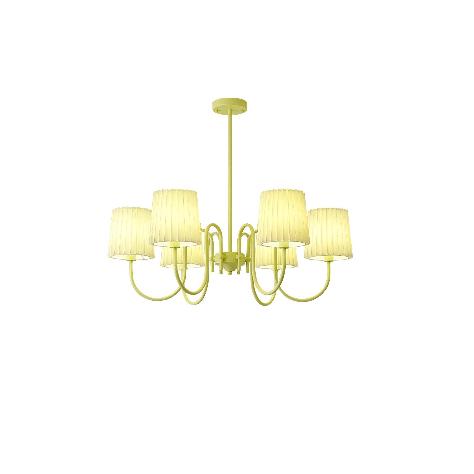 Pleated Fabric Matcha Chandelier - Cueteks