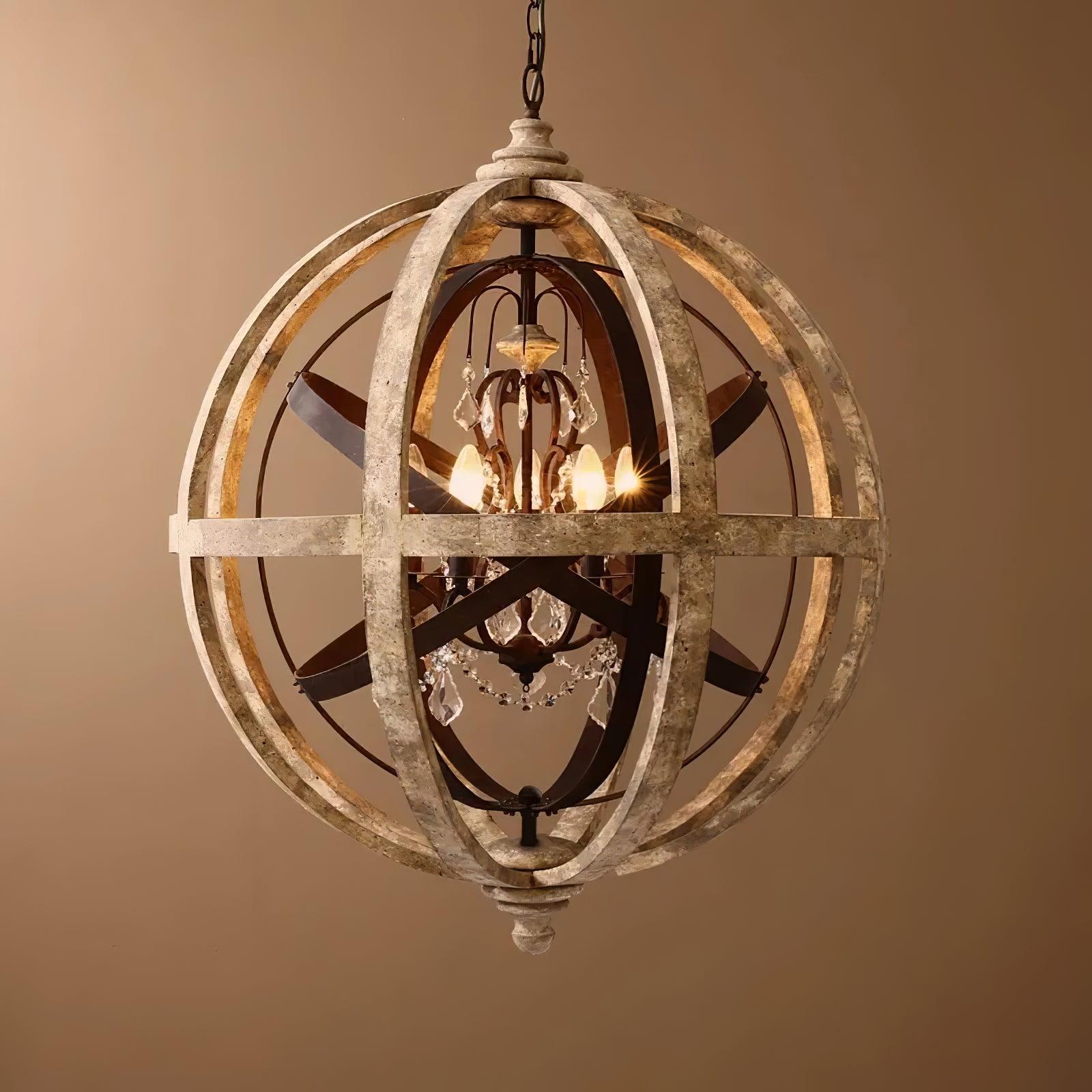 Retro Globe Weathered Chandelier - Cueteks