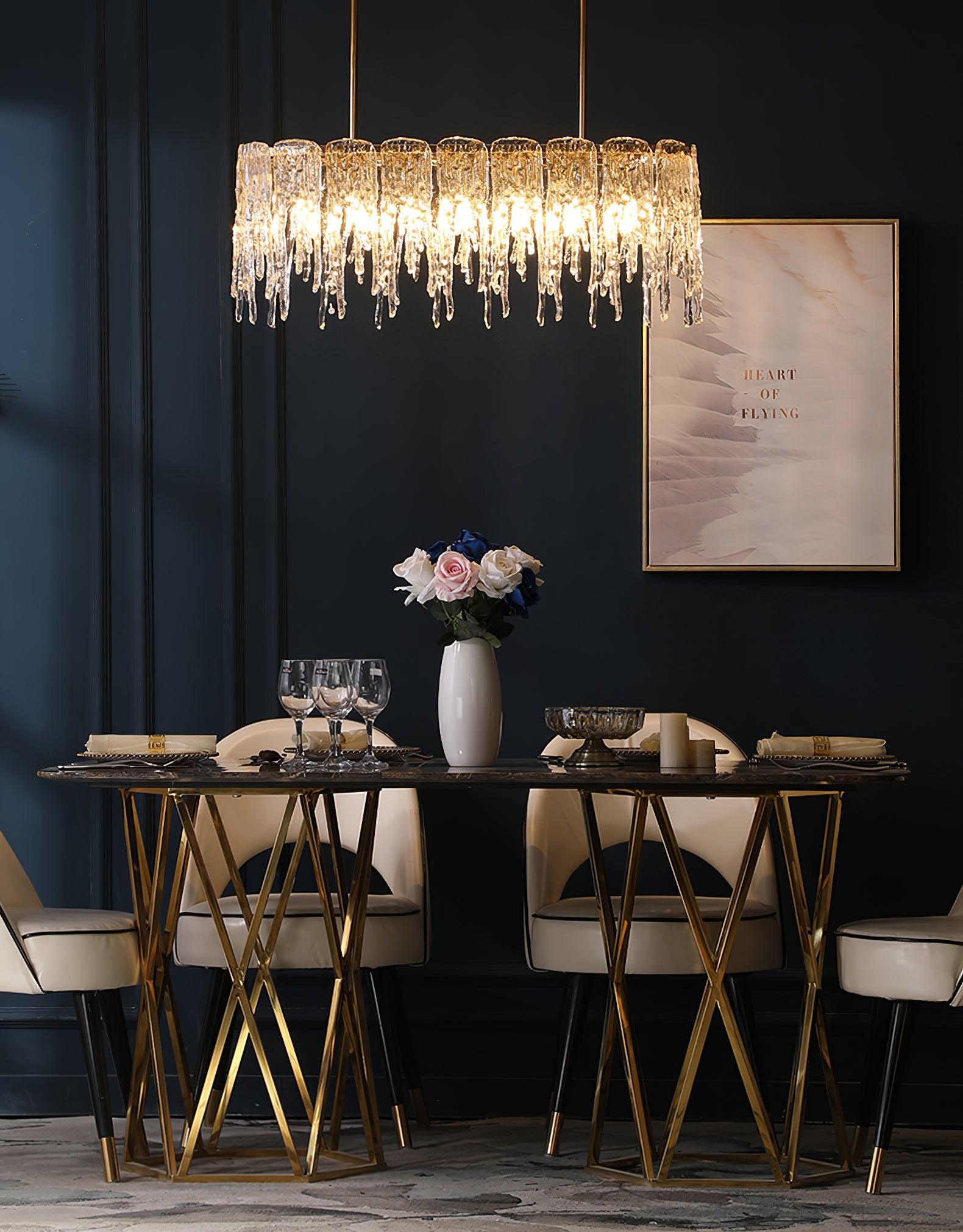 Rectangular Icicle Glass Chandelier - Cueteks