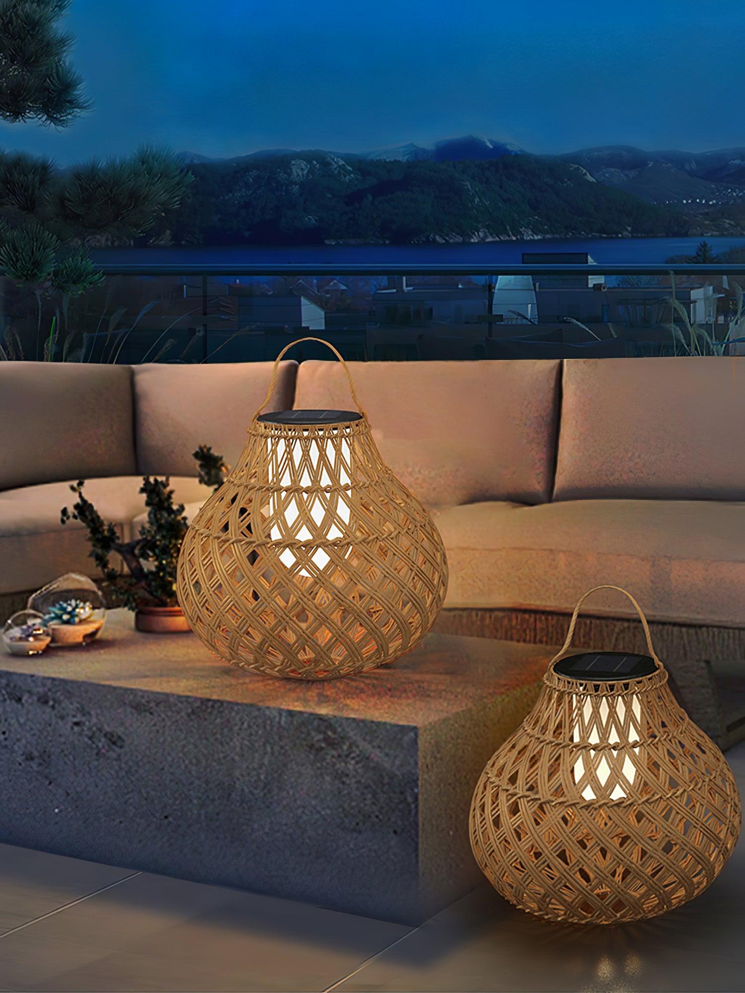 Woven Sphere Solar Lantern Outdoor Lamp - Cueteks