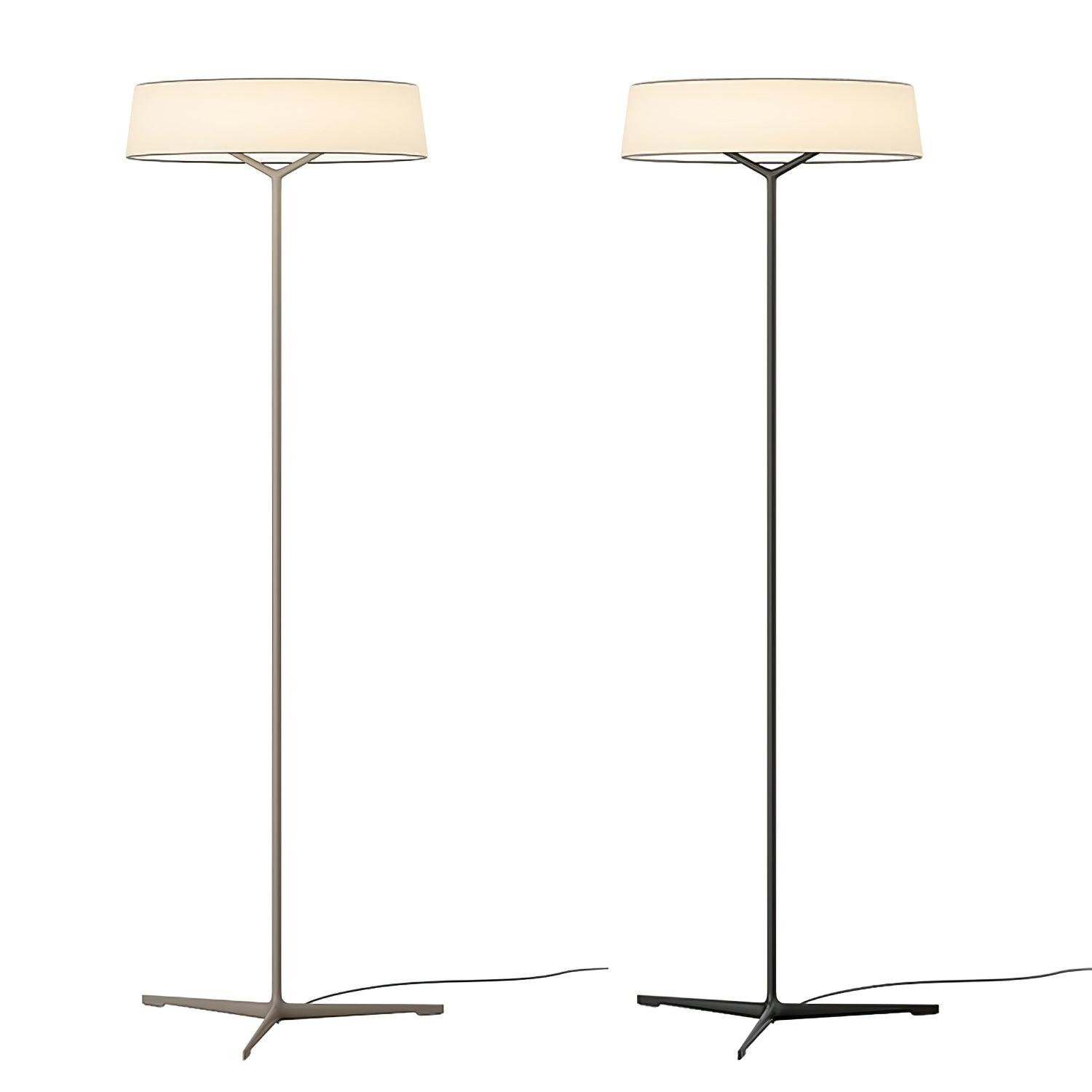 Grey and Black Paper Glow floor lamps side by side