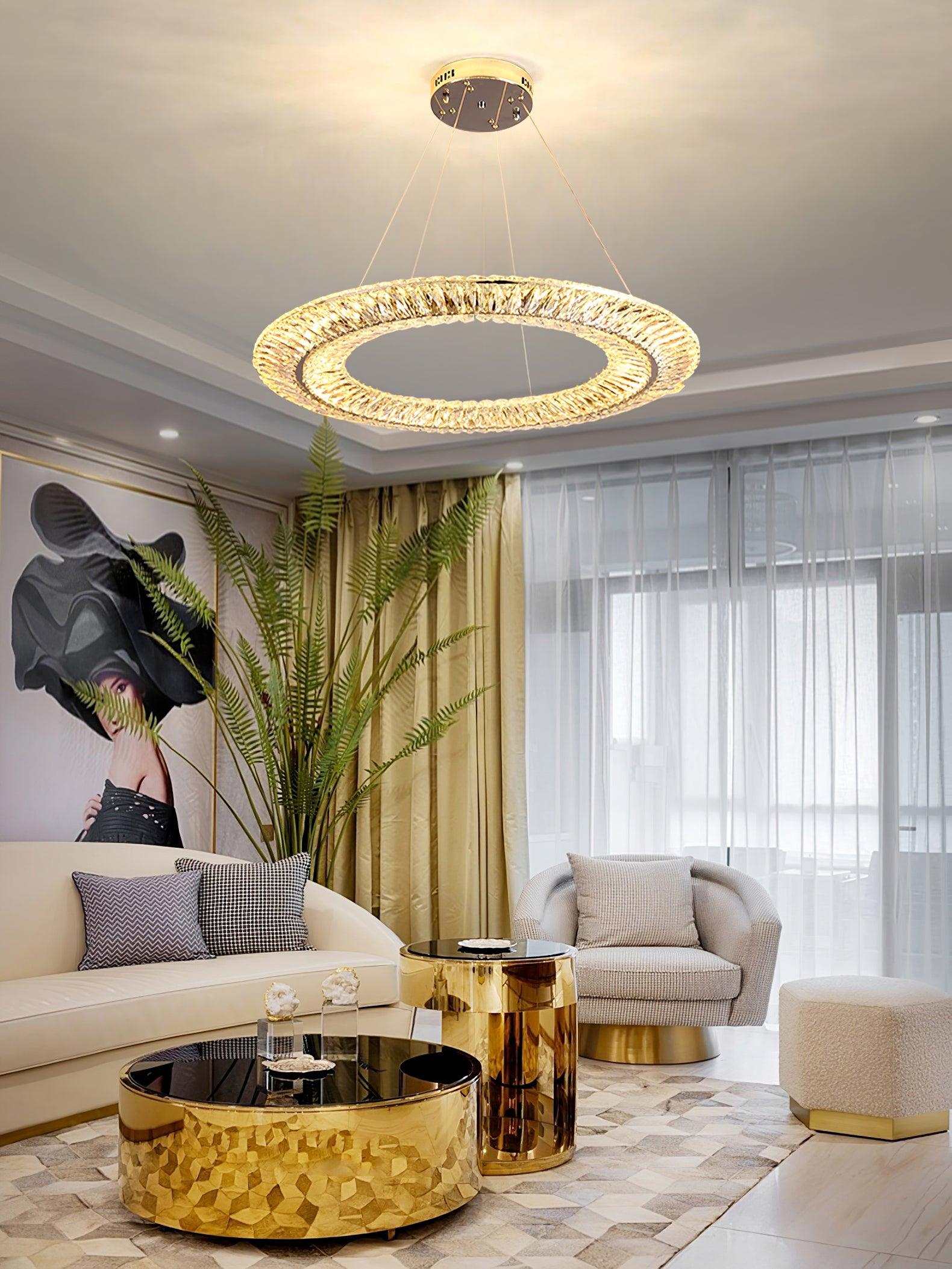 Single crystal ring above lounge seating