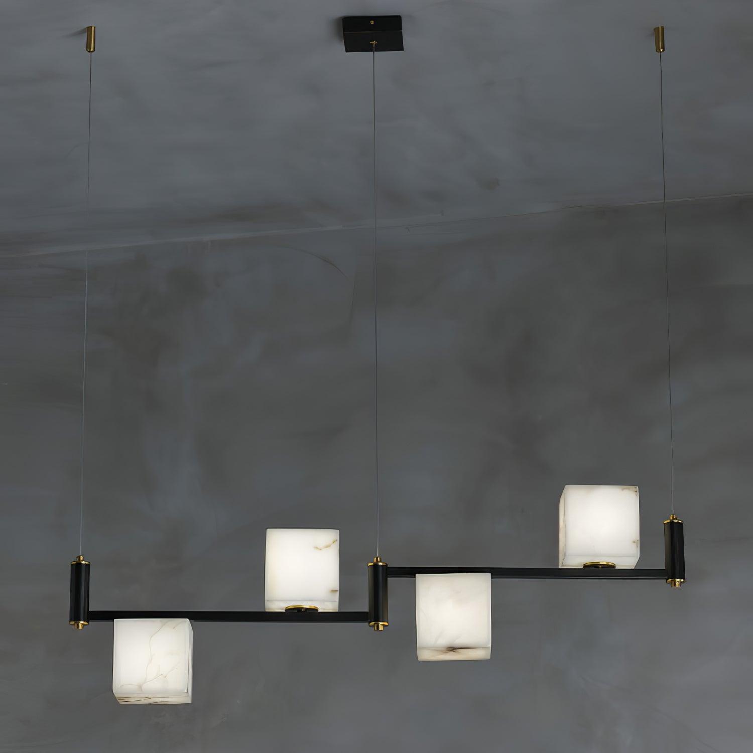 Alabaster Square Box Chandelier - Cueteks