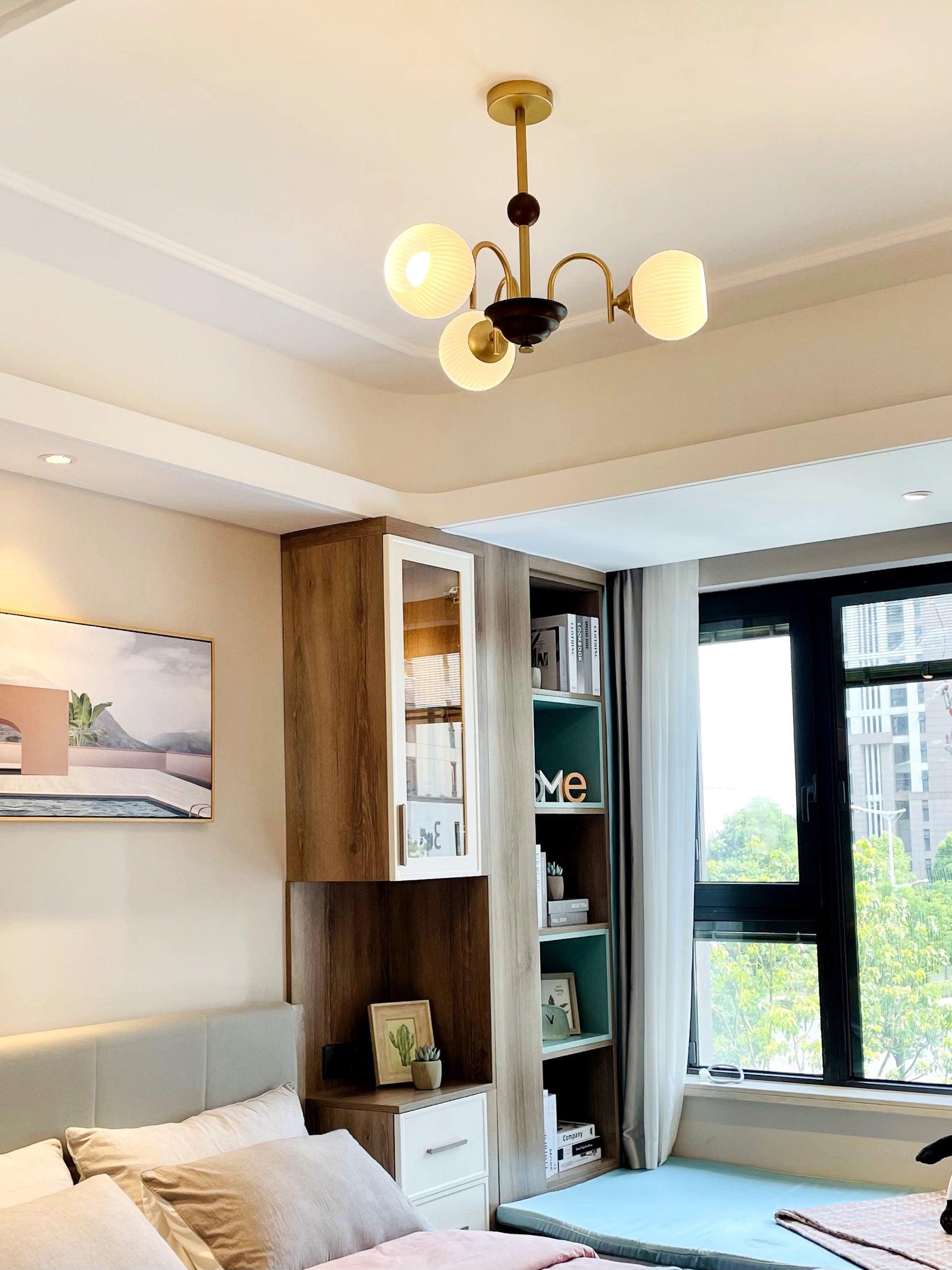 Sculptural Glass Ribbed Chandelier - Cueteks