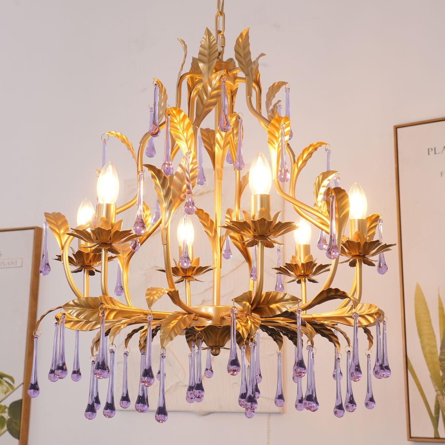 Amethyst Drops Crystal Chandelier - Cueteks