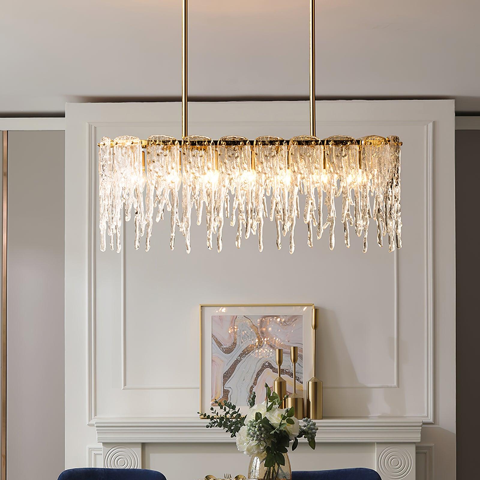 Rectangular Icicle Glass Chandelier - Cueteks