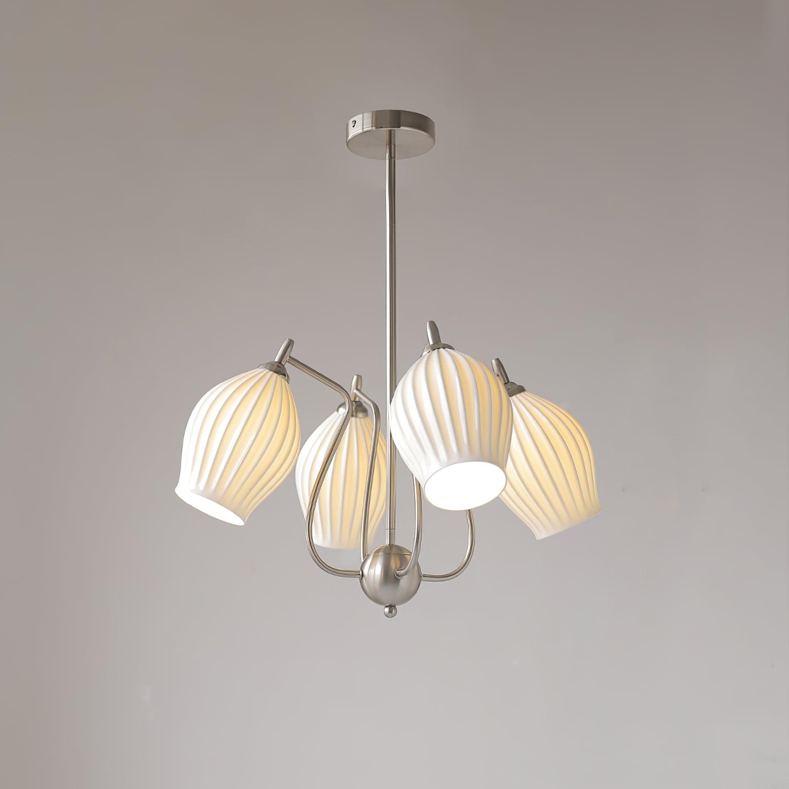 Ceramic Ribbed Chandelier - Cueteks