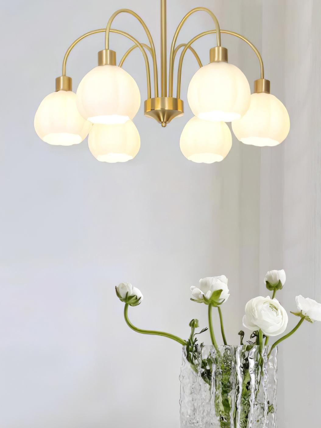 Glass Pumpkin Gold Chandelier - Cueteks