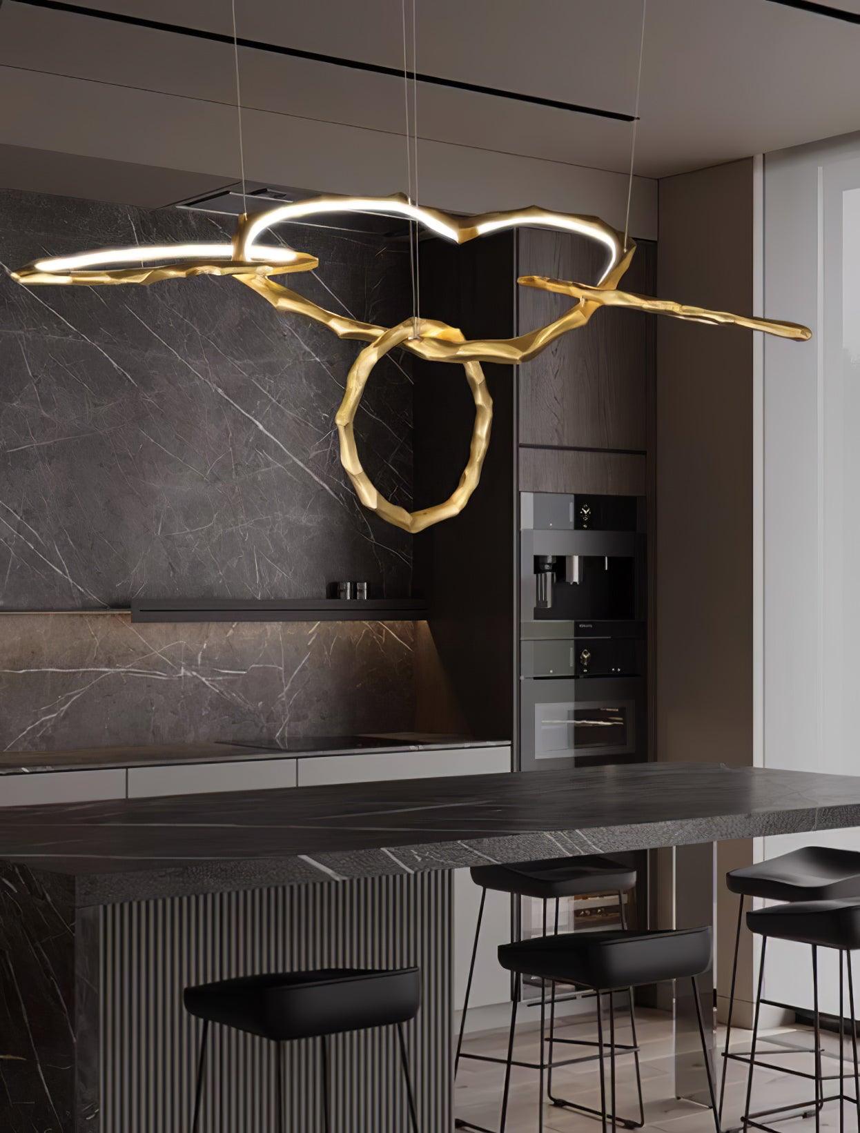 Cloud Rings Series Brass Chandelier - Cueteks