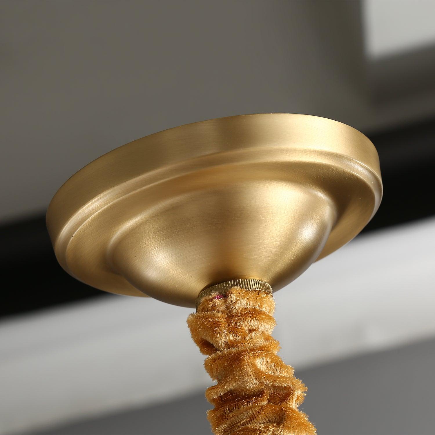 Ribbed Glass Brass Chandelier - Cueteks