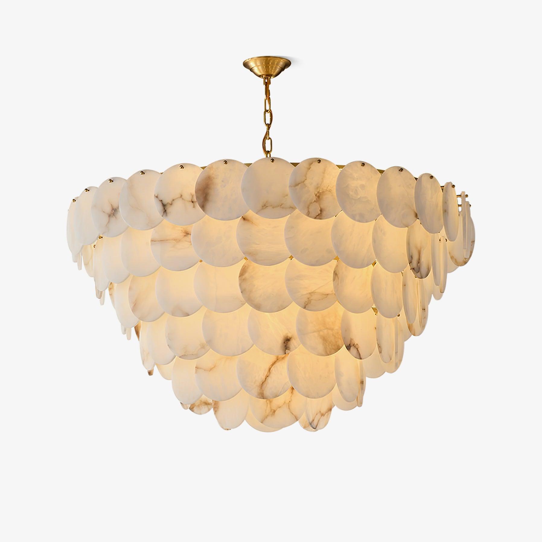 Alabaster Shell Brass Chandelier - Cueteks