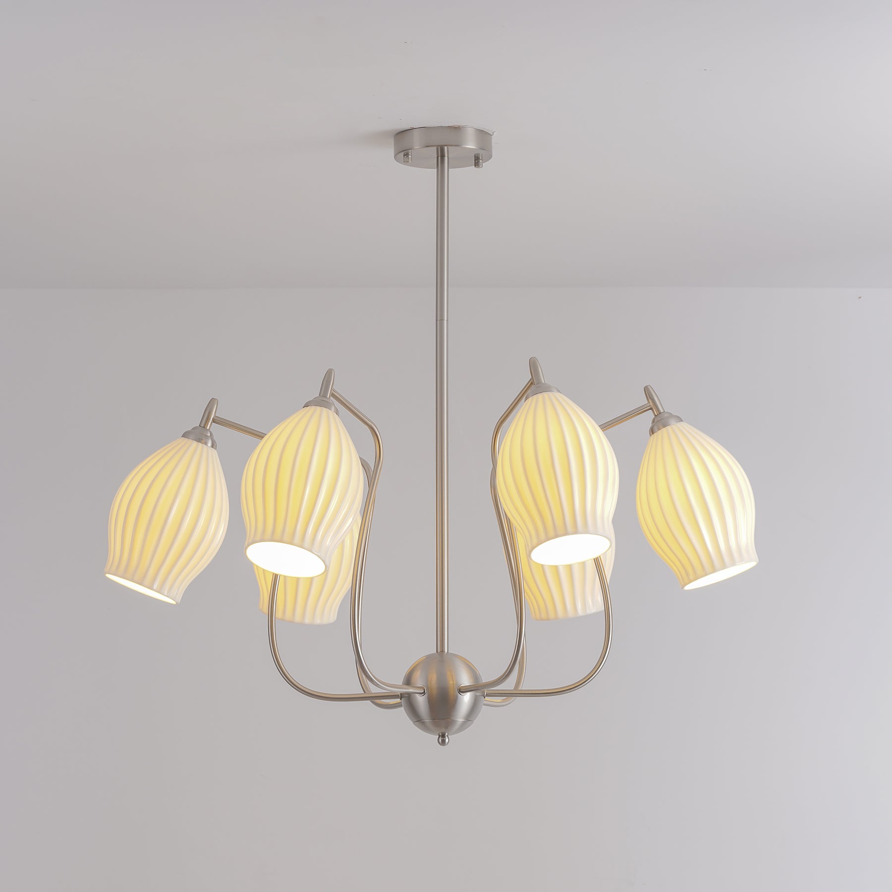 Ceramic Ribbed Chandelier - Cueteks