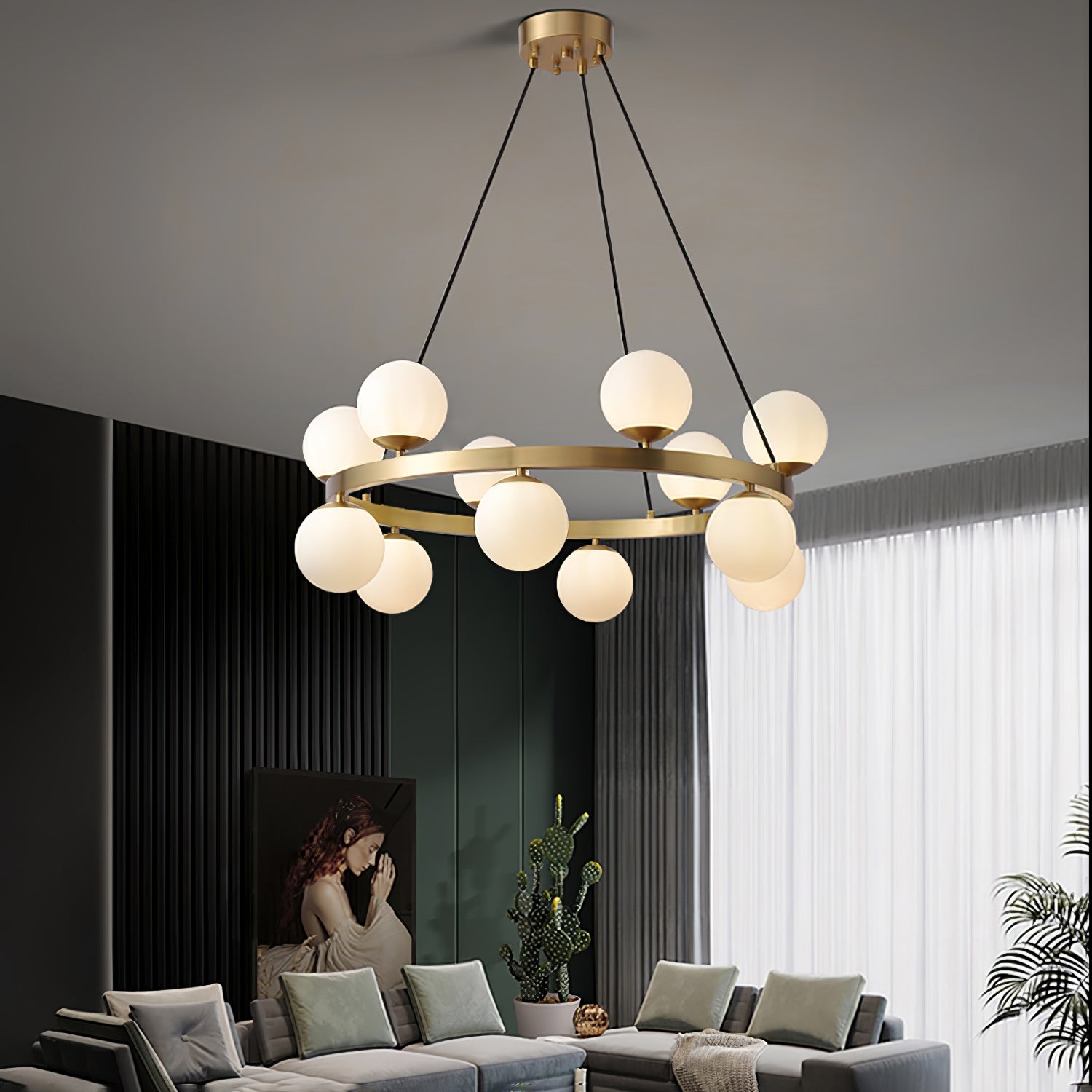 Bubbles Brass Ring Chandelier - Cueteks