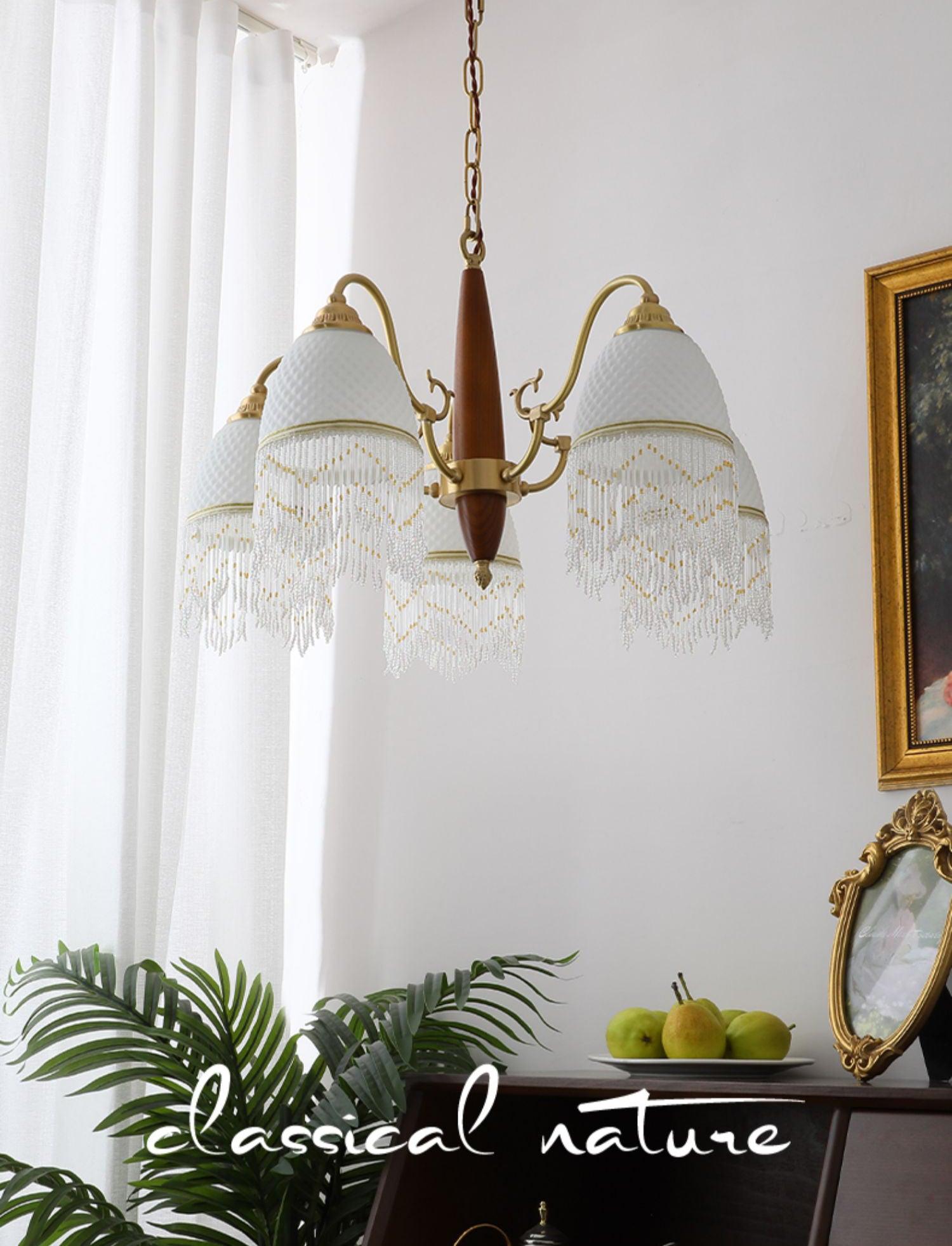 Mesh Tassel Glass Chandelier - Cueteks