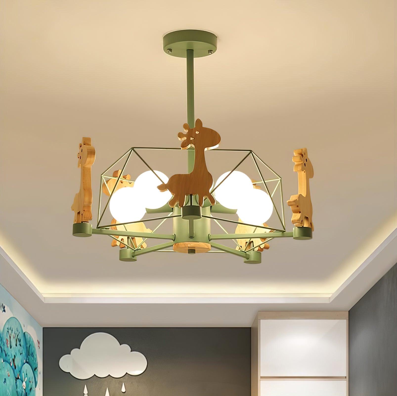 Lovely Deer Wooden Chandelier - Cueteks