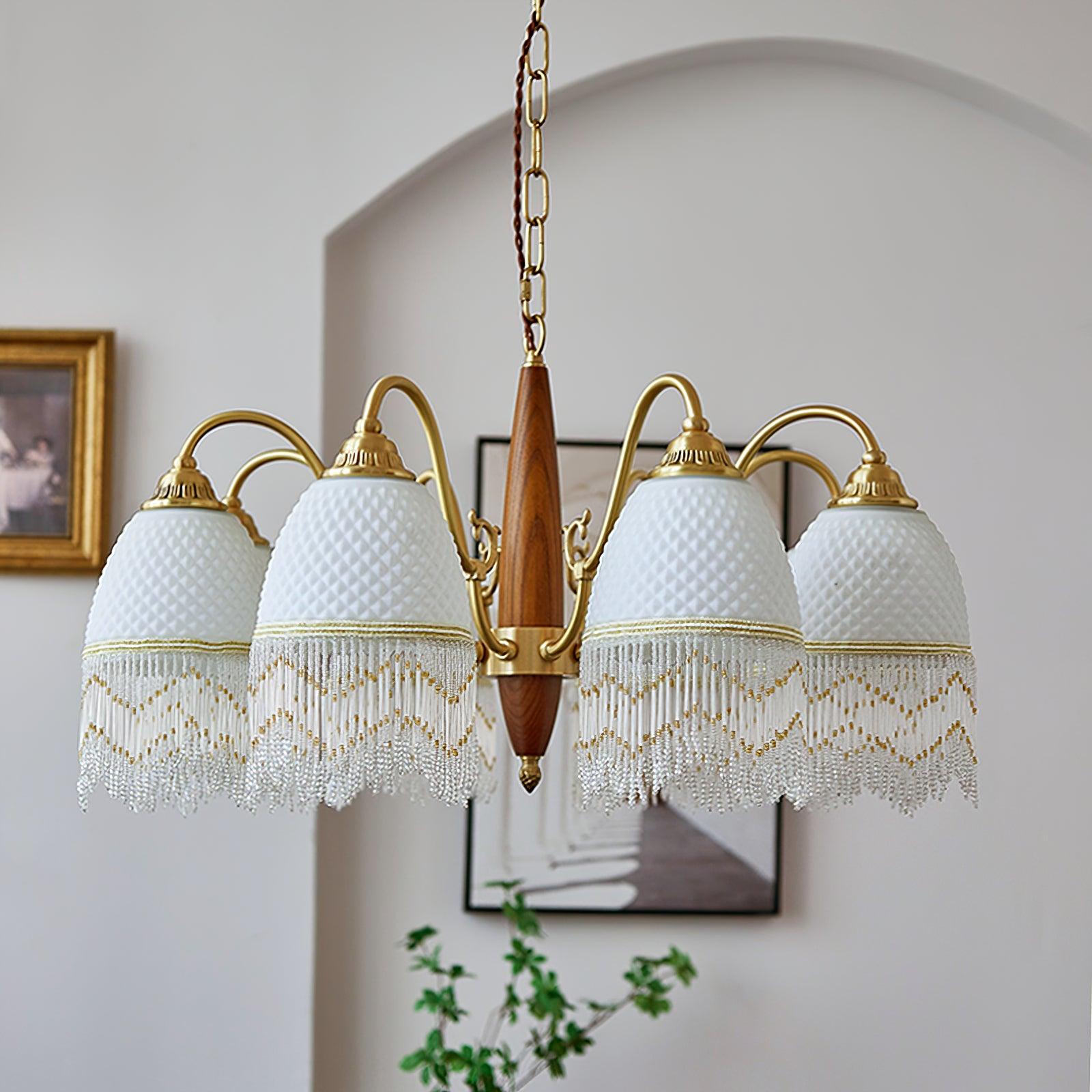 Mesh Tassel Glass Chandelier - Cueteks