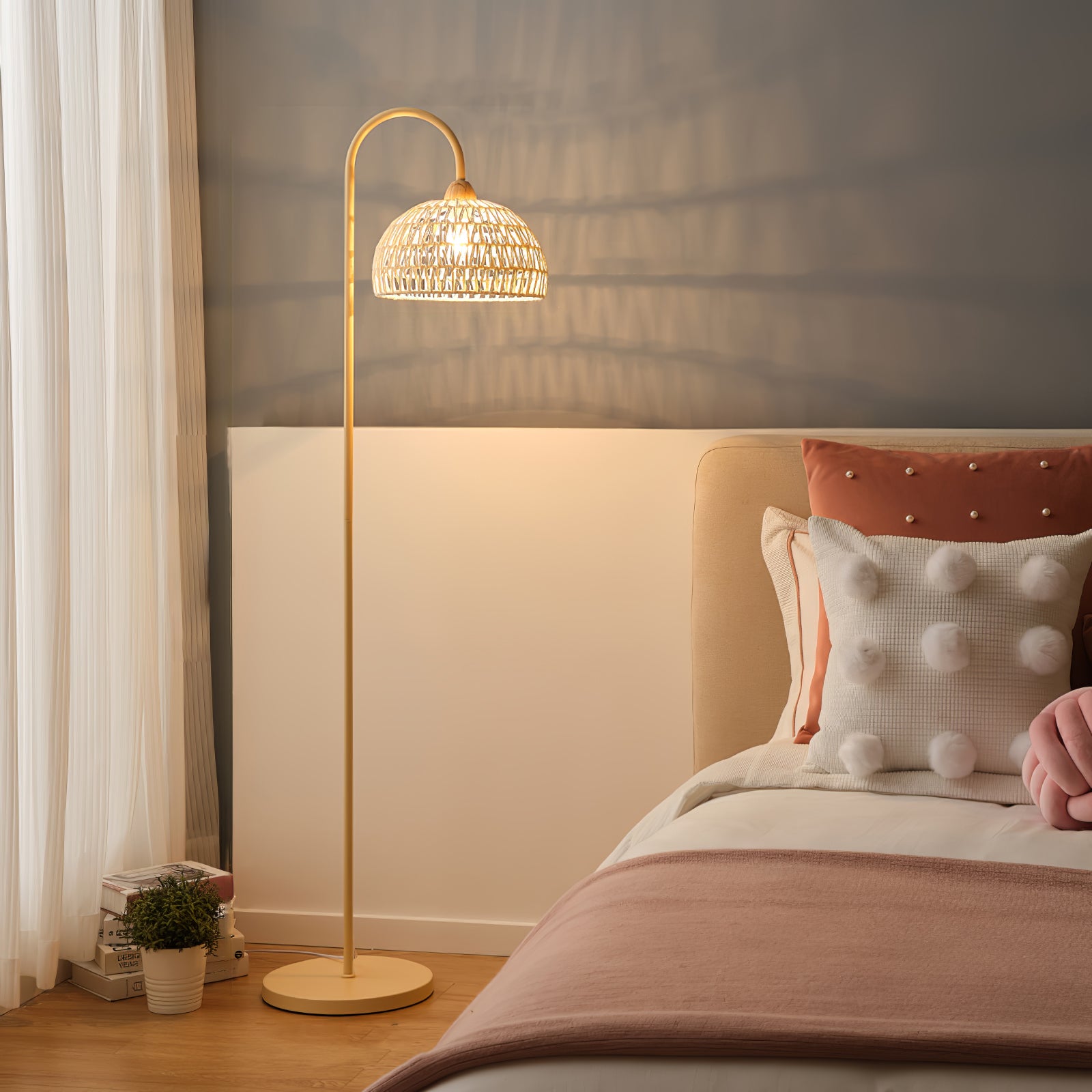 Rattan Arch Floor Lamp - Cueteks