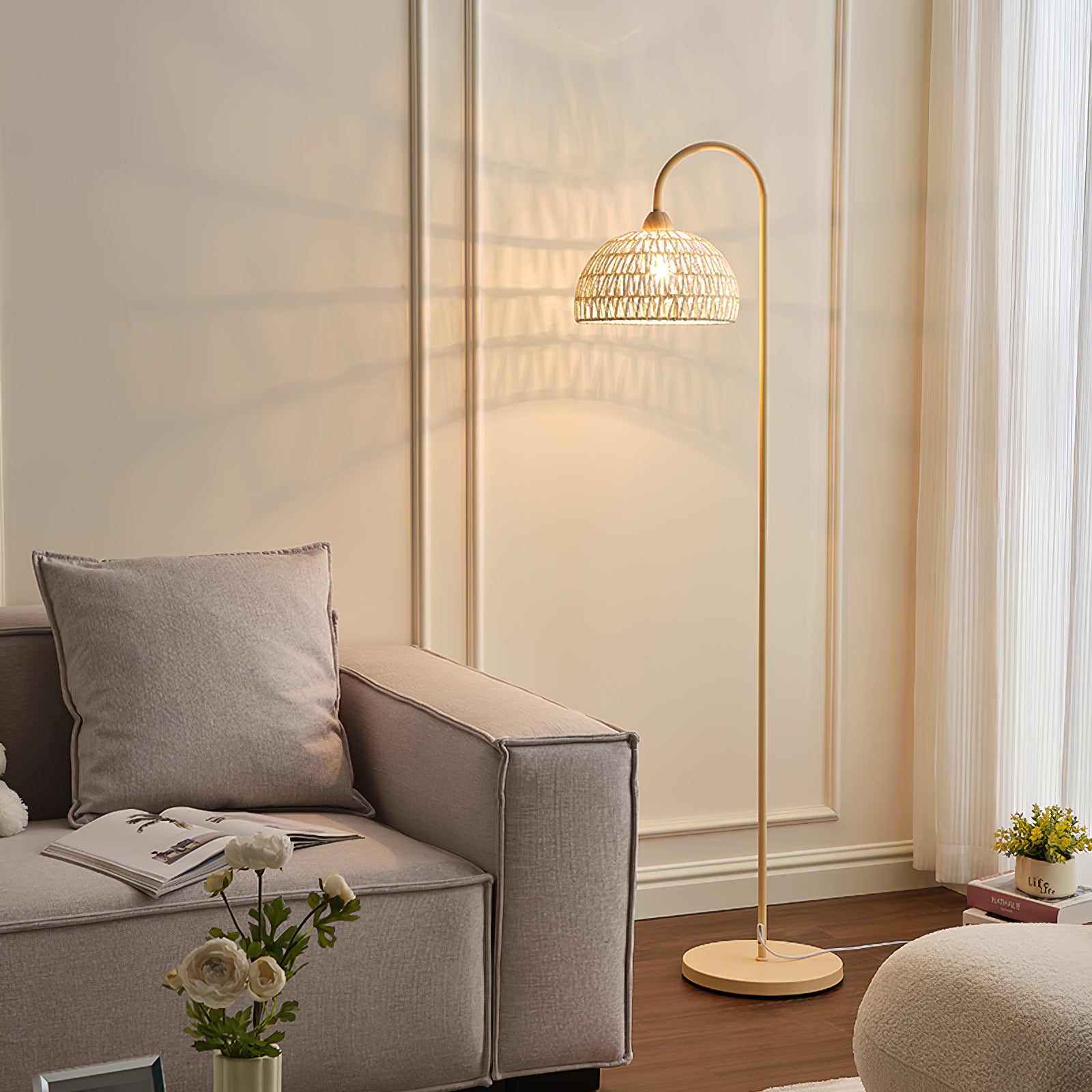 Rattan Arch Floor Lamp - Cueteks