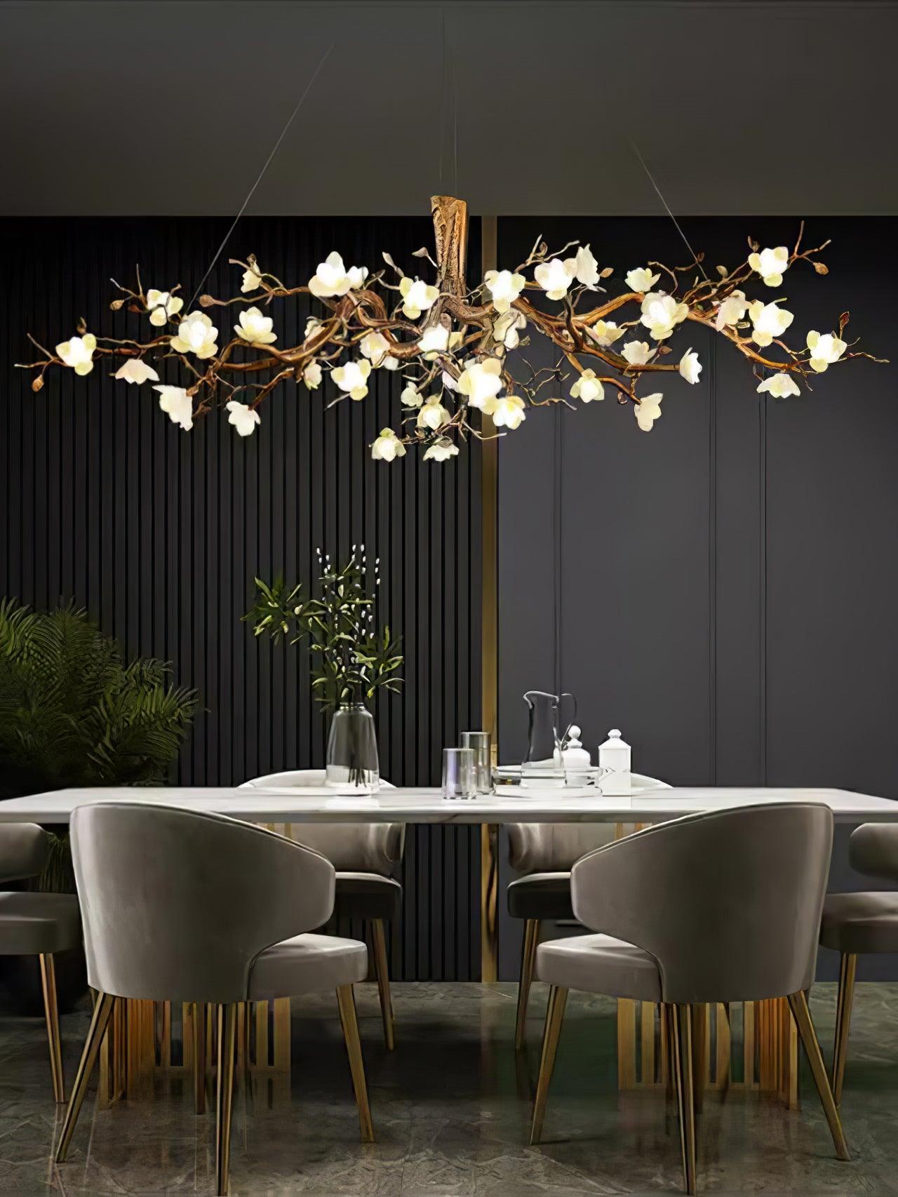 Flower Bloom Branch Brass Chandelier - Cueteks