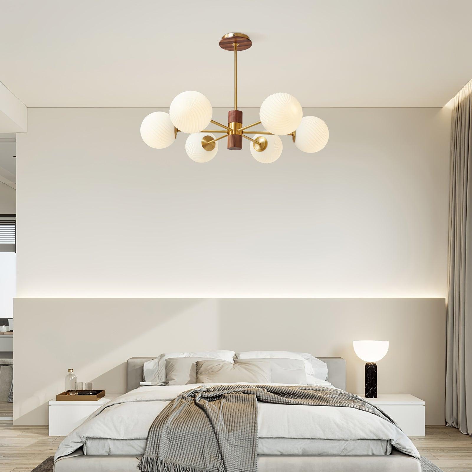 Ribbed Babble Glass Chandelier - Cueteks