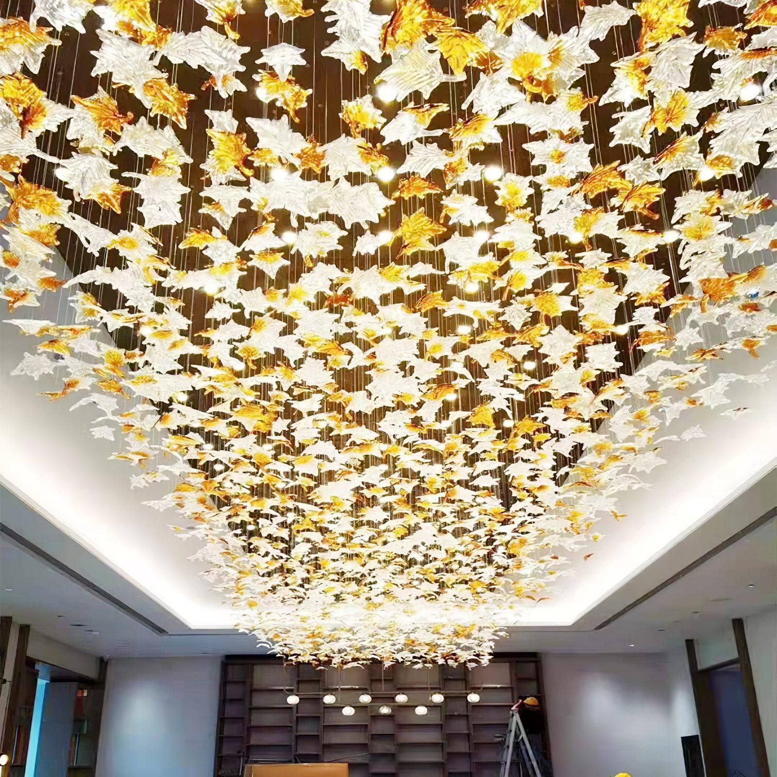 Multicolor Crystal Maple Leaf Chandelier - Cueteks
