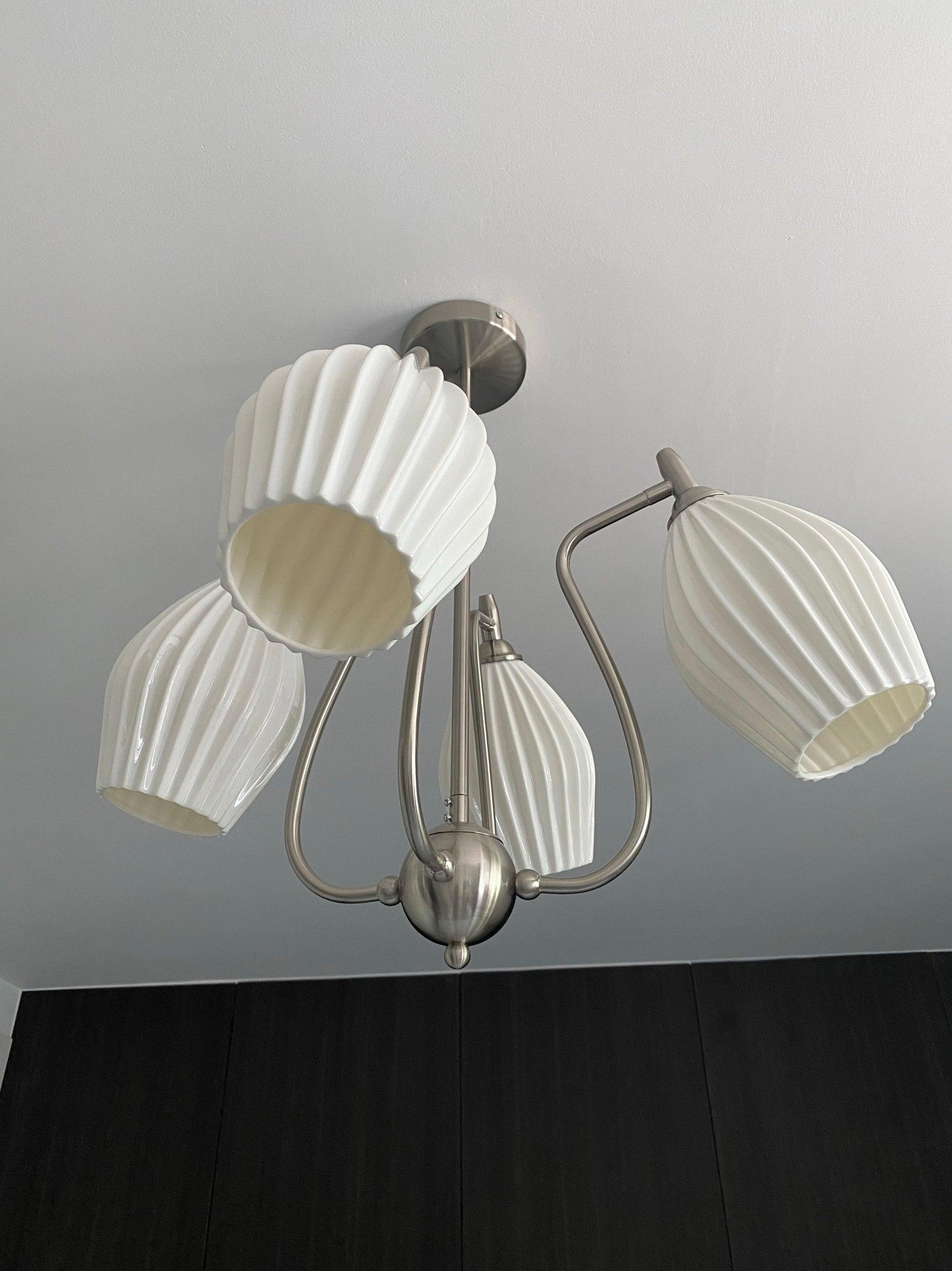 Ceramic Ribbed Chandelier - Cueteks