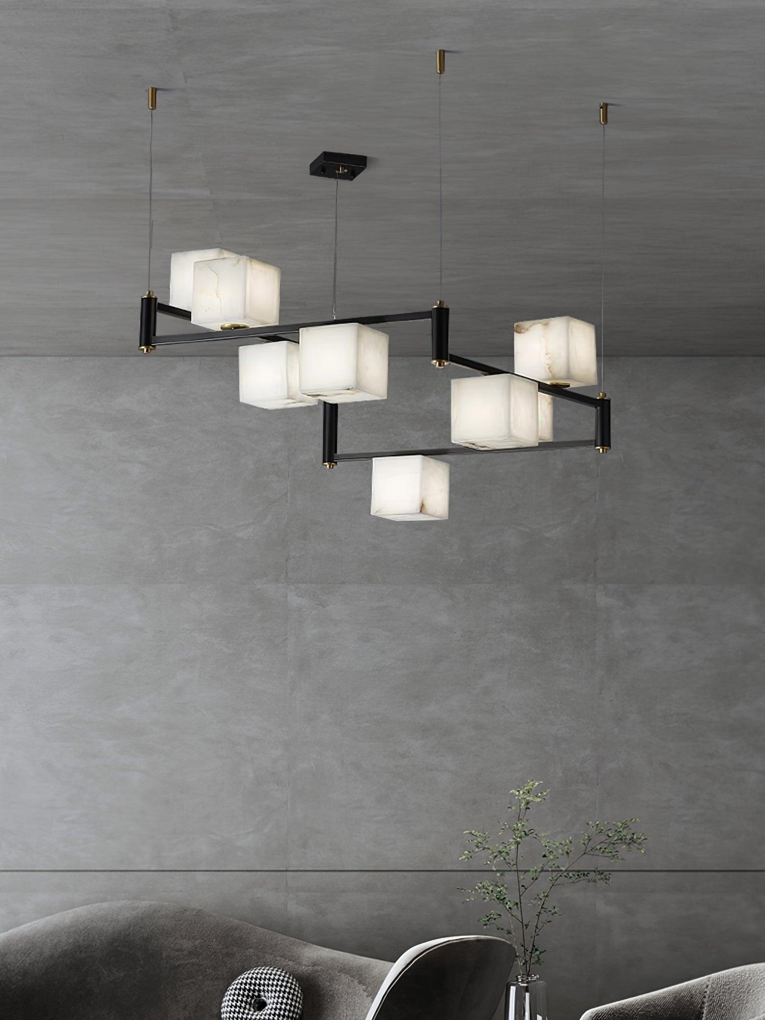 Alabaster Square Box Chandelier - Cueteks