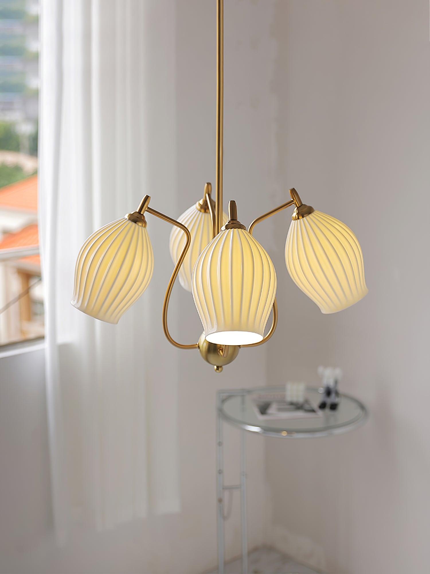 Ceramic Ribbed Chandelier - Cueteks