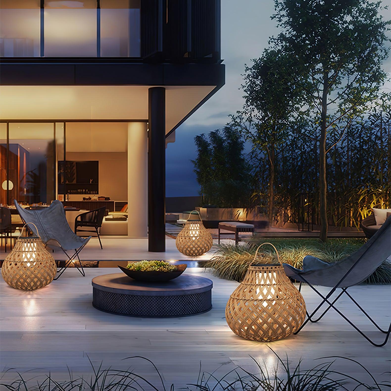 Woven Sphere Solar Lantern Outdoor Lamp - Cueteks