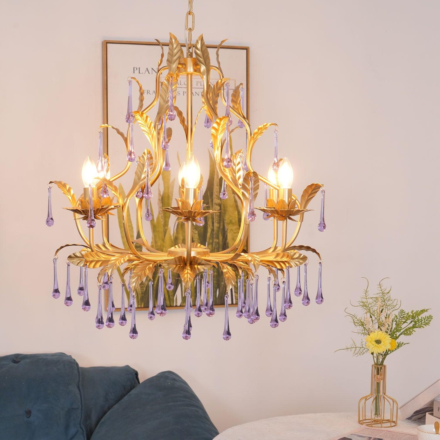 Amethyst Drops Crystal Chandelier - Cueteks