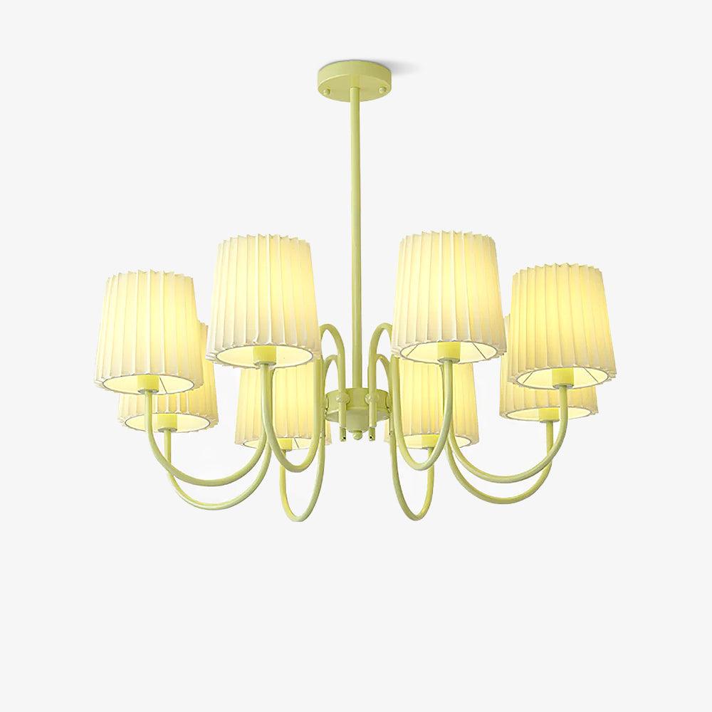 Pleated Fabric Matcha Chandelier - Cueteks