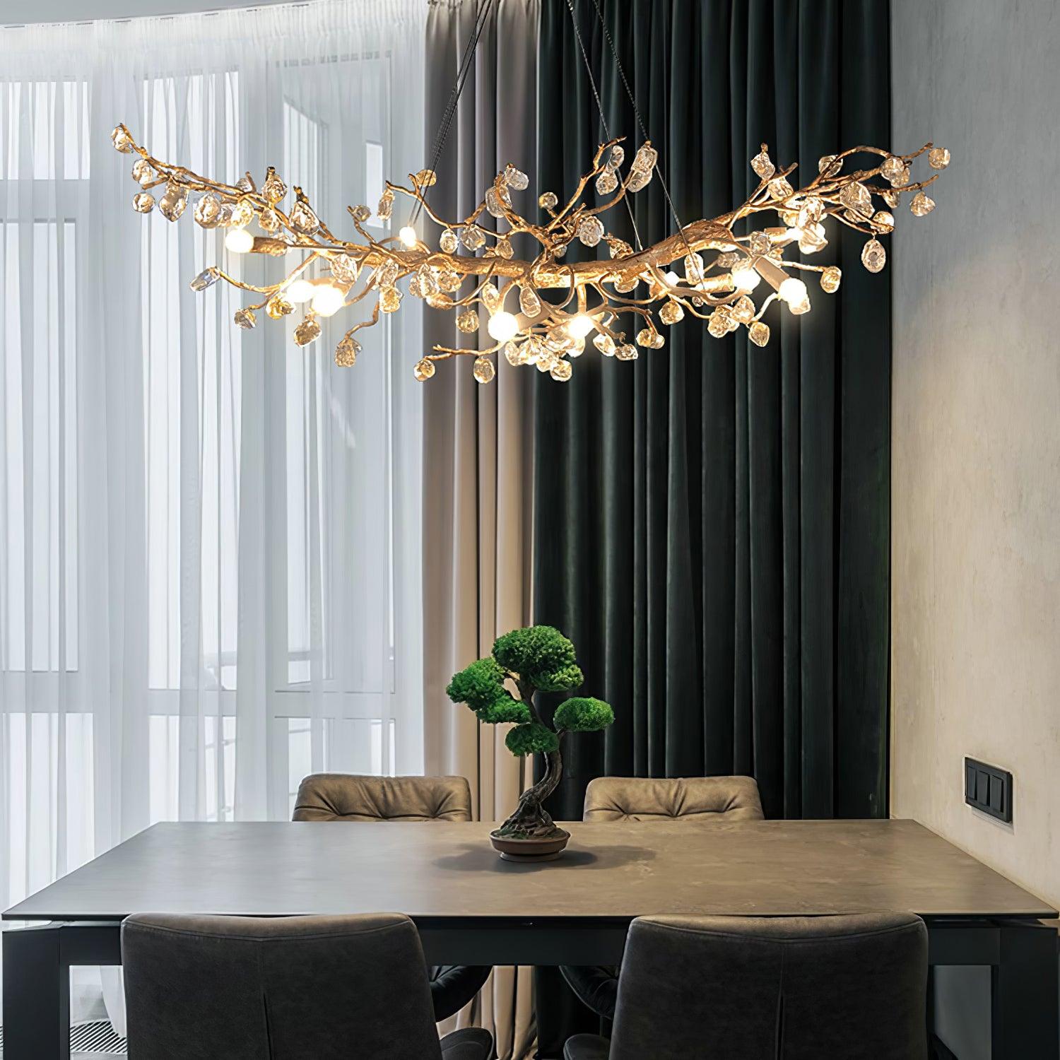 Stone Crystal Brass Chandelier - Cueteks