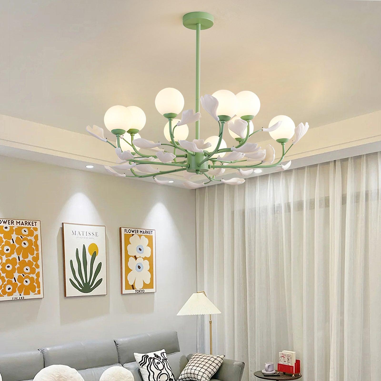 Opal Glass Chandelier - Cueteks