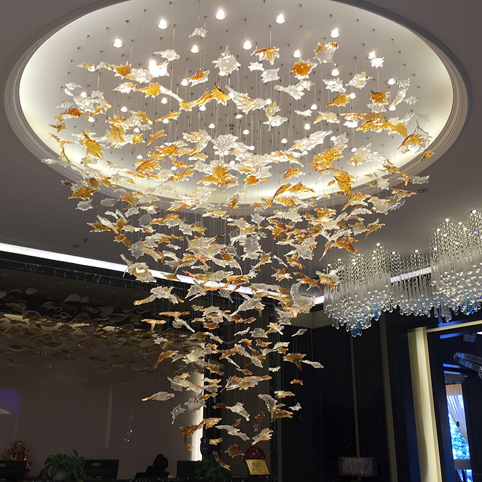 Multicolor Crystal Maple Leaf Chandelier - Cueteks