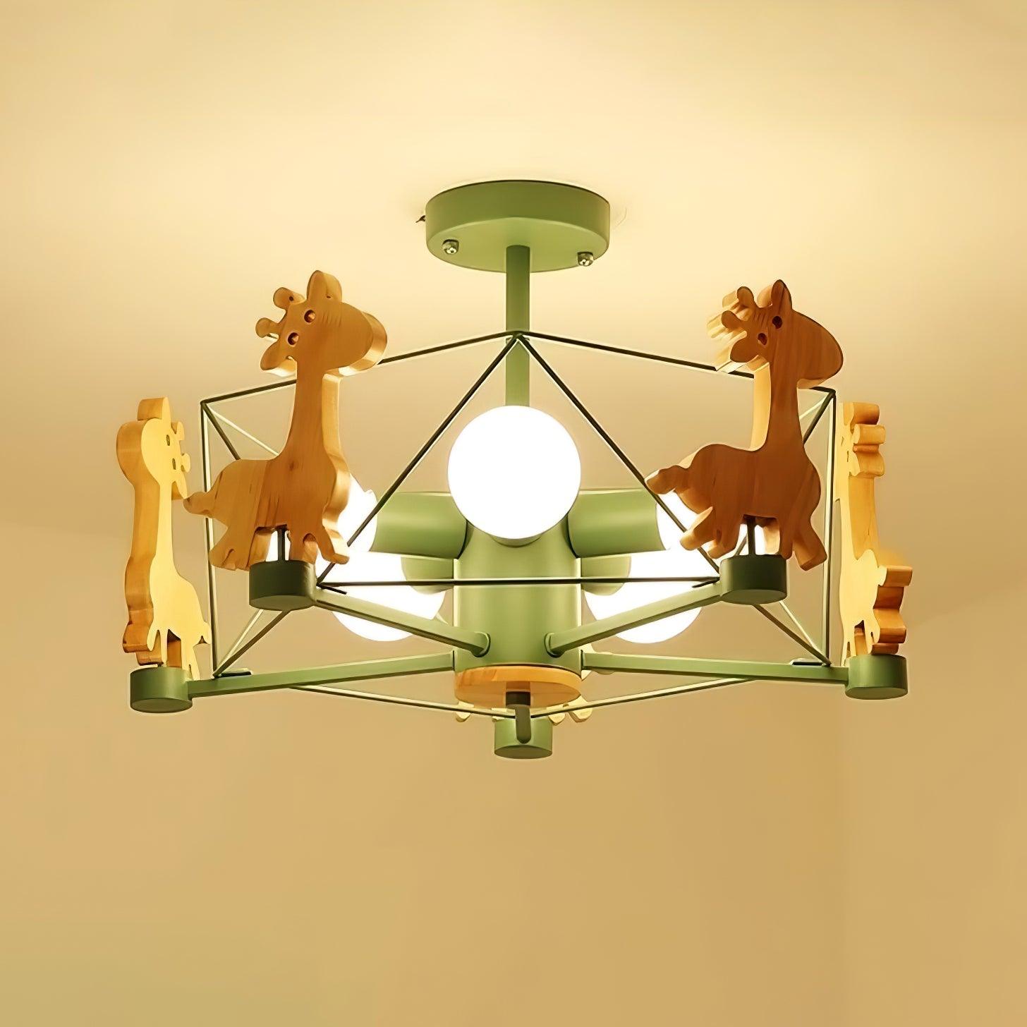 Lovely Deer Wooden Chandelier - Cueteks