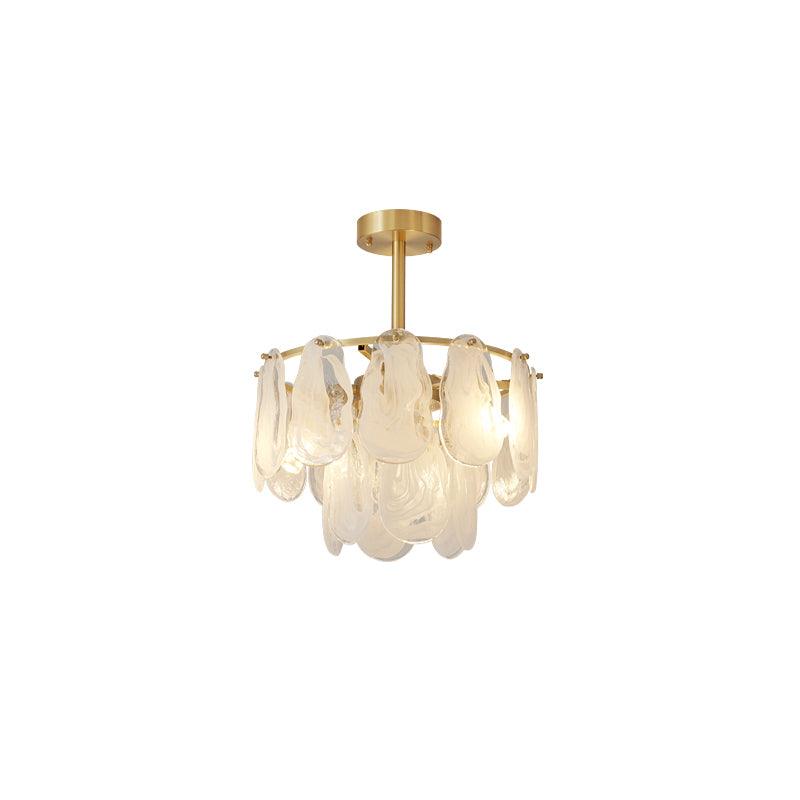 Round Cloud 40 cm pendant with overlapping glass panels below a gold-tone rod and round canopy