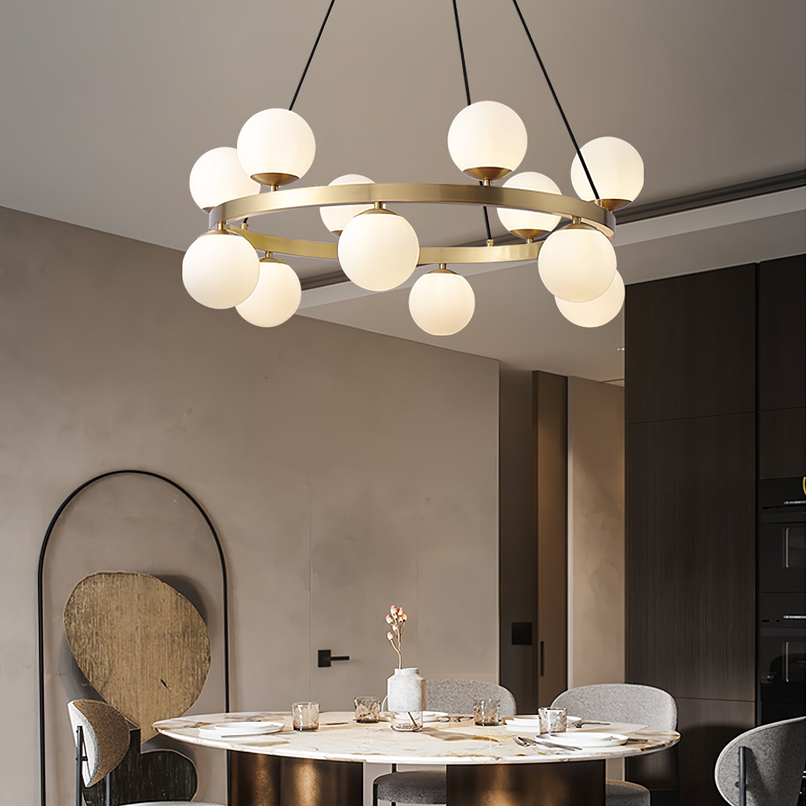 Bubbles Brass Ring Chandelier - Cueteks
