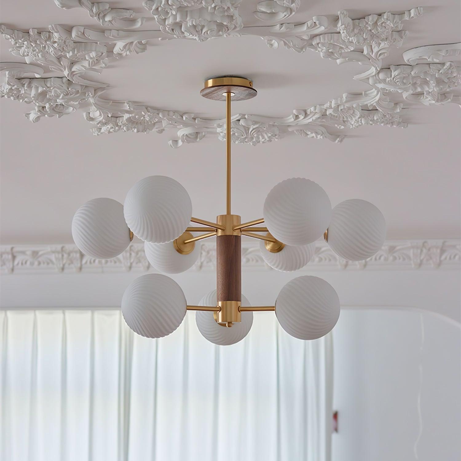 Ribbed Babble Glass Chandelier - Cueteks